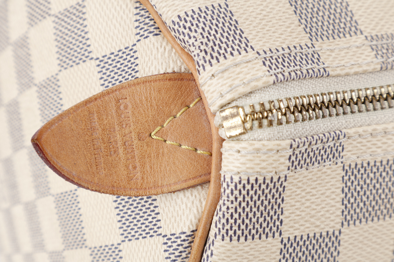 LOUIS VUITTON SPEEDY 35 DAMIER AZUR CANVAS GOLD HARDWARE WITH DUST COVER