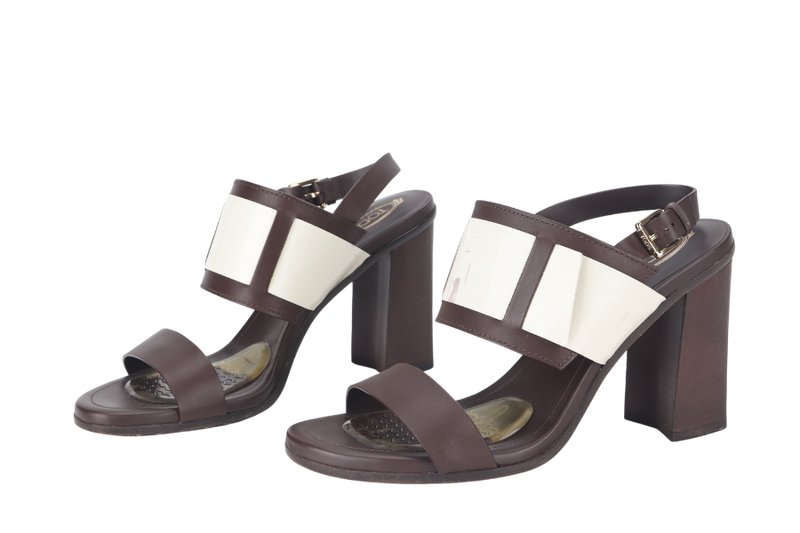 TODS BROWN STRAPPY HIGH HEELS SANDALS SIZE 40