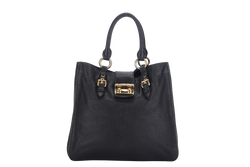 MIU MIU TOP HANDLE SHOULDER BAG BLACK LEATHER GOLD HARDWARE