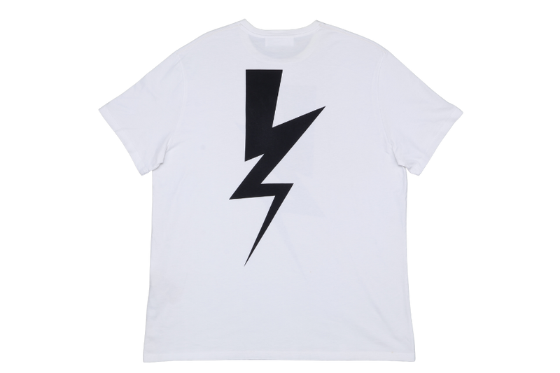 NEIL BARRETT THUNDERBOLT PRINT GRAPHIC SHIRT SLEEVE WHITE