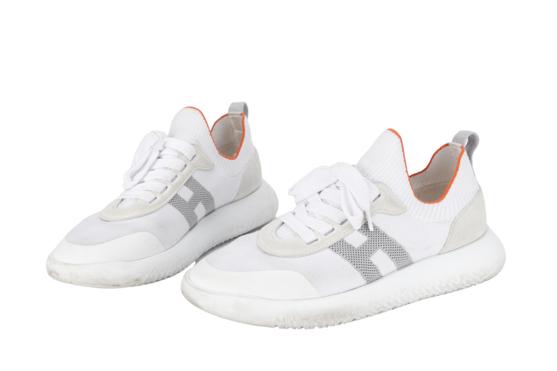 HERMES CREW SNEAKERS WHITE SIZE 37