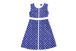 LOUIS VUITTON SLEEVELESS A-LINE DRESS BLUE FRANCE SIZE 34