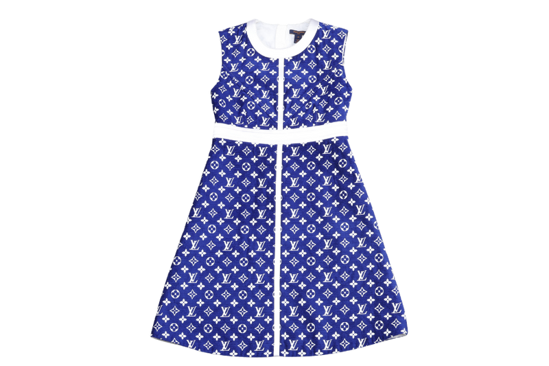 LOUIS VUITTON SLEEVELESS A-LINE DRESS BLUE FRANCE SIZE 34