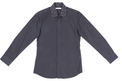 GIVENCHY BLACK LONG SLEEVE WITH RED, BLACK, SILVER DOTS COLLAR SIZE 39