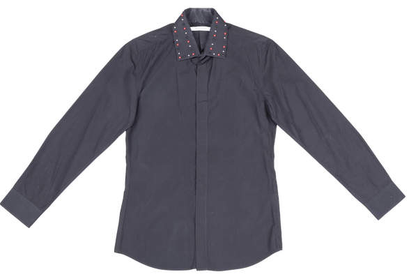 GIVENCHY BLACK LONG SLEEVE WITH RED, BLACK, SILVER DOTS COLLAR SIZE 39