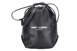 YVES SAINT LAURENT (YSL) TEDDY BUCKET BAG (MAI 538 447 · 0718) BLACK LAMBSKIN SILVER HARDWARE, WITH CARD & DUST COVER