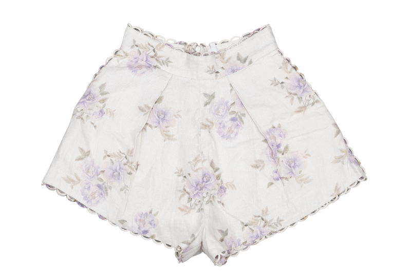ZIMMERMANN ROSE TUCK SHORTS SIZE AU 1