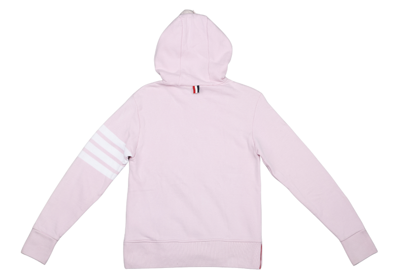 THOM BROWNE WOMEN'S PINK CLASSIC ZIP UP HOODIE 4 BAR SIZE 38