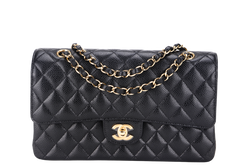 CHANEL CLASSIC FLAP (A047xxxx) MEDIUM BLACK CAVIAR GOLD HARDWARE, WITH DUST COVER & BOX