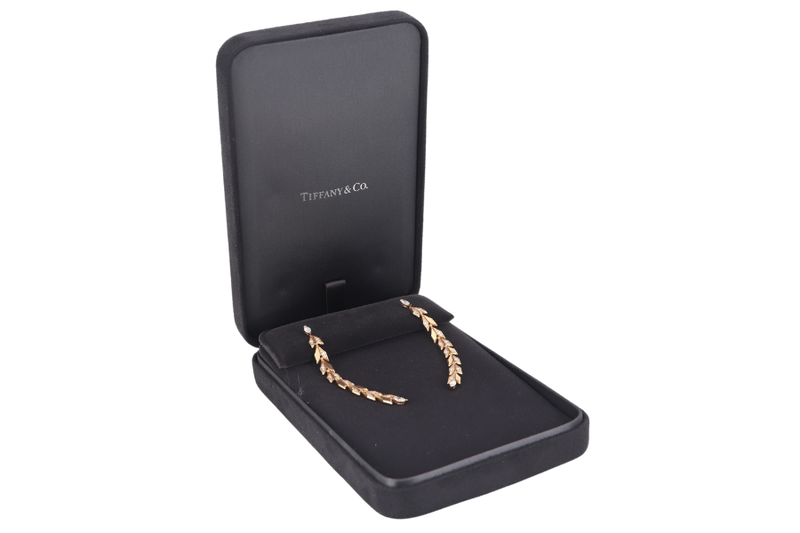 TIFFANY & CO EARRING VINE DROP IN YELLOW GOLD 18K WITH DIAMONDS WITH RECEIPT AND BOX