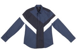 BLACKBARRETT BY NEIL BARRETT SKINNY FIT NAVY BLUE, WHITE & BLACK SHIRT SIZE L
