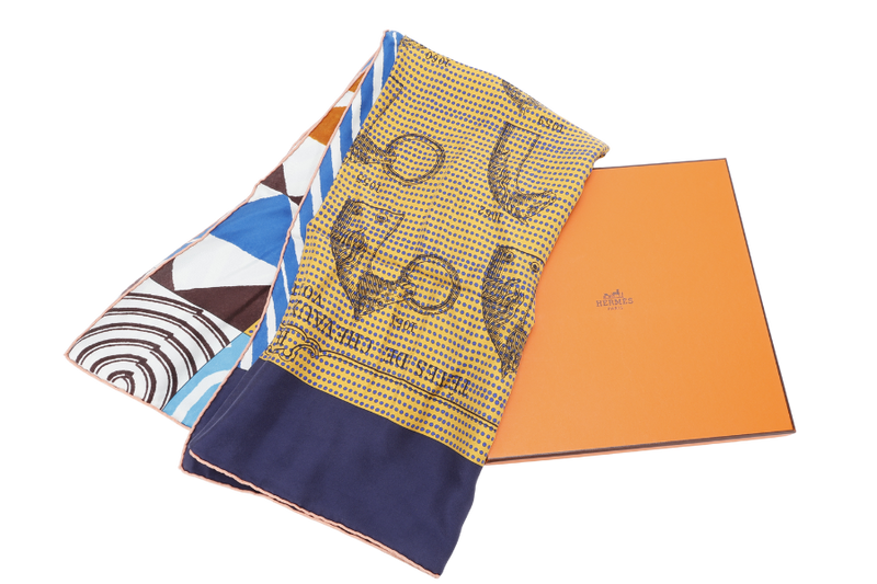 HERMES SILK SCARF 88X88CM ABSTRACT PATTERN WITH BOX