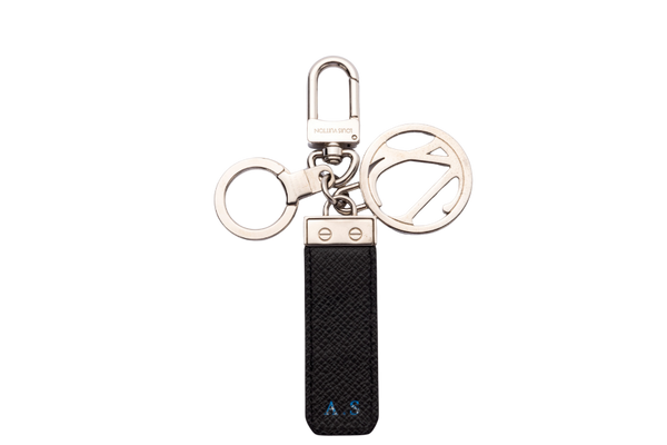 Louis Vuitton Key Chain (A.S INITIALS) Taiga Leather, Silver Hardware