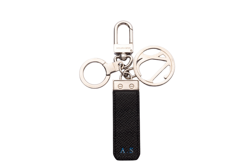 Louis Vuitton Key Chain (A.S INITIALS) Taiga Leather, Silver Hardware