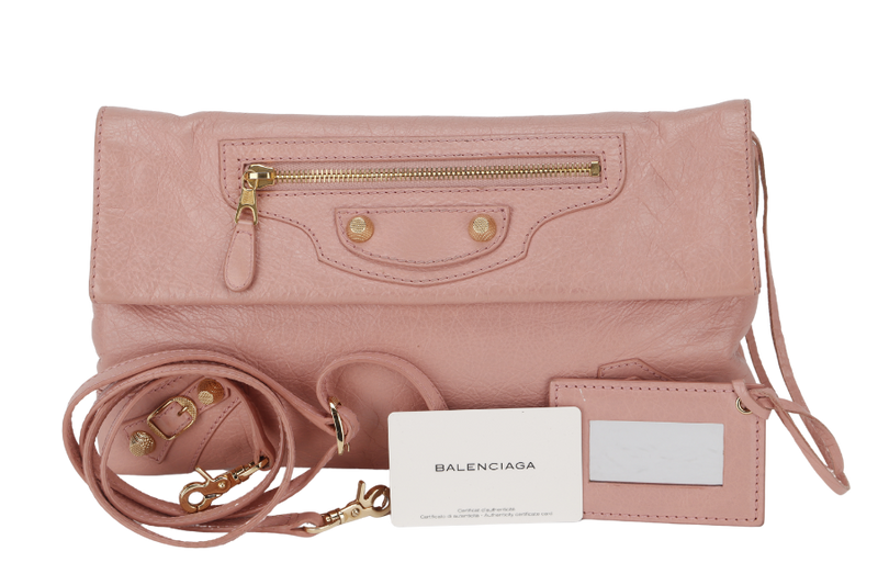 BALENCIAGA  GIANT 12 ENVELOPE 2 WAY CLUTCH LINK (327079 6820 527147) CALF LEATHER GHW WITH STRAP