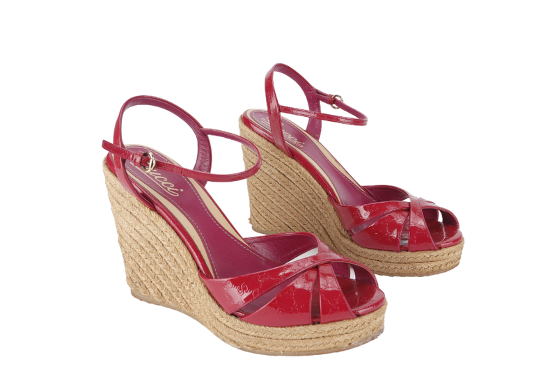 GUCCI SANDAL WEDGES PINK SIZE 38