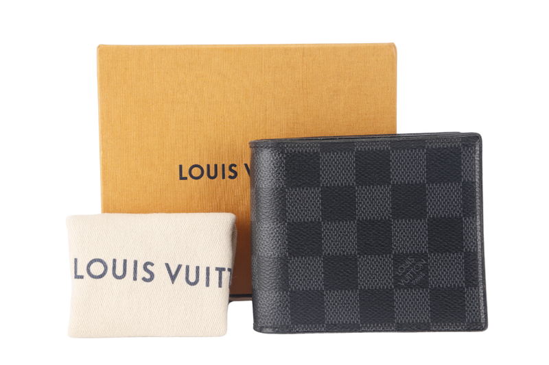 LOUIS VUITTON BI-FOLD WALLET (N60053) AMERIGO GRAPHITE DAMIER CANVAS WITH DUST COVER AND BOX