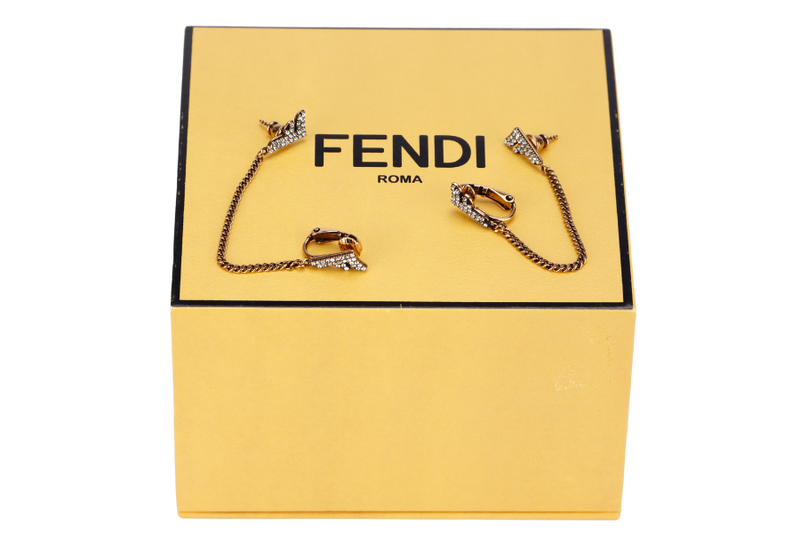 FENDI FF DROP EARRING WITH CLIP AND PIERCE, WITH BOX