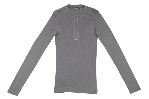 DOLCE & GABBANA GREY LONG SLEEVE T-SHIRT 46
