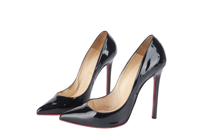 CHRISTIAN LOUBOUTIN PIGALLE FOLLIES BLACK PATENT LEATHER HEELS 41