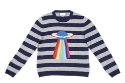 GUCCI UFO LOVED KNIT SWEATER BLUE GREY STRIPED
