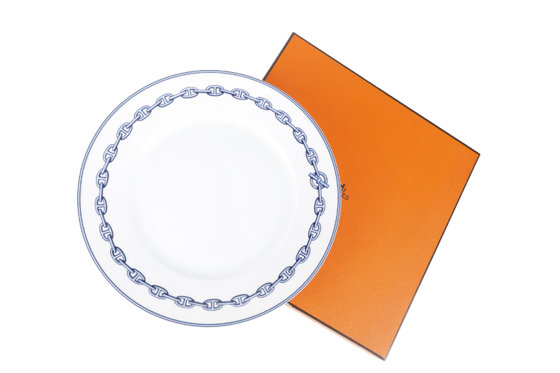 HERMES CHAIN D'ANCRE PORCELAIN PLATE WITH BOX
