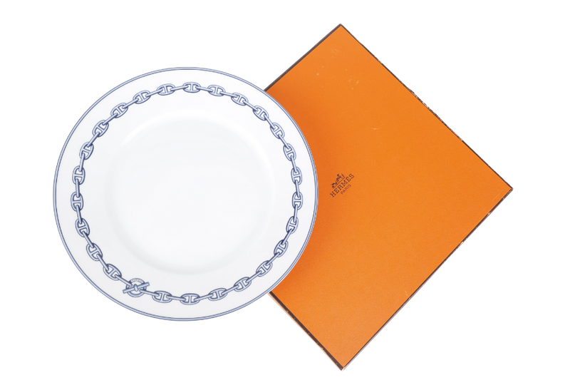 HERMES CHAIN D'ANCRE PORCELAIN PLATE WITH BOX