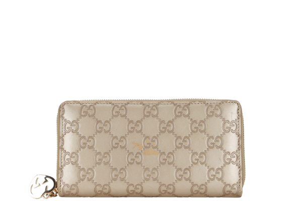 GUCCI 282247 534633 GUCCISSIMA METALLIC LEATHER LONG ZIP WALLET GOLD HARDWARE, NO DUST COVER & BOX