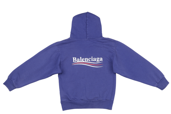 BALENCIAGA POLITICAL CAMDAIGN BLUE HOODIE KIDS SIZE 8