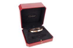 CARTIER DIAMOND LOVE BRACELET ROSE GOLD WITH 4 DIAMONDS (SIZE 18) WITH BOX AND BOOKLET