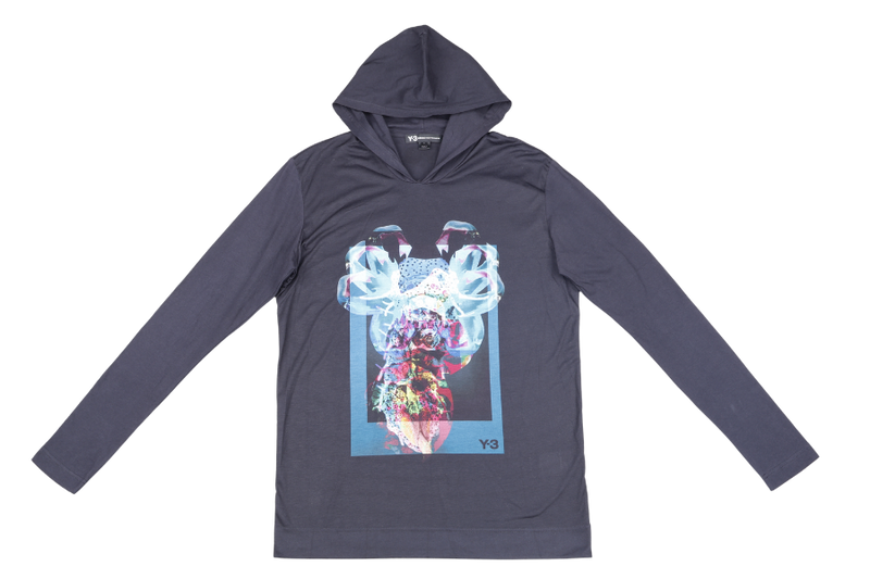 YOHJI YAMAMOTO ADIDAS Y-3 ABSTRACT GRAPHIC HOODIE BLACK SIZE M