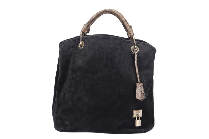 LOUIS VUITTON WHISPER WITH PYTHON SKIN HANDLE (M95811) (FL2058) GM SIZE, KOHL MONOGRAM EMBOSSED SUEDE, WITH DUST COVER