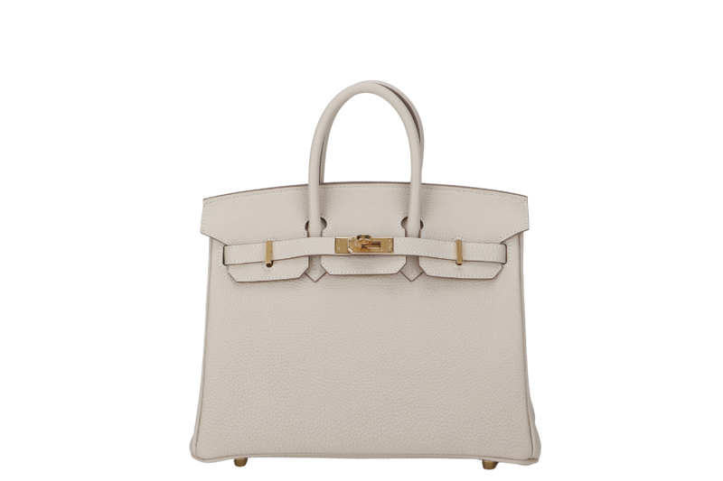 HERMES BIRKIN 25 CRAIE COLOR TOGO LEATHER GOLD HARDWARE (STAMP W) WITH KEYS & LOCK, DUST COVER & BOX