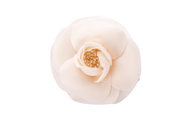 Chanel Camellia Brooch Satin White Color with Box