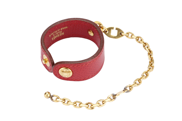 Hermes Vintage Red Epsom Leather Glove Holder with Gold Hardware