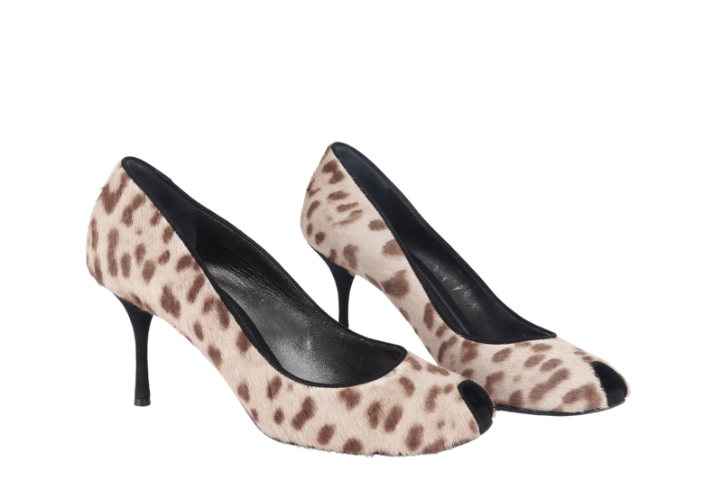 DOLCE & GABBANA CALF HAIR LEAPORD PRINT PUMP SIZE 39