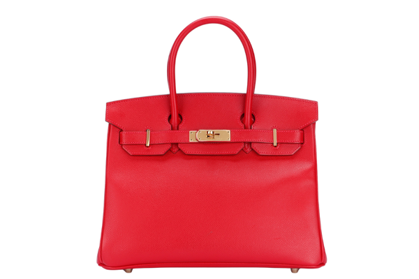 Hermes Birkin 30, Stamp Q, Rouge Casaque Color, Epsom Leather, Gold Hardware, with Dust Cover
