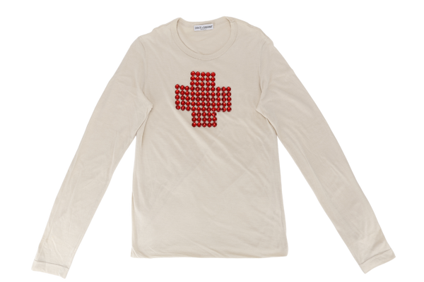 DOLCE & GABBANA CROSS RED BIDDING T-SHIRT 50