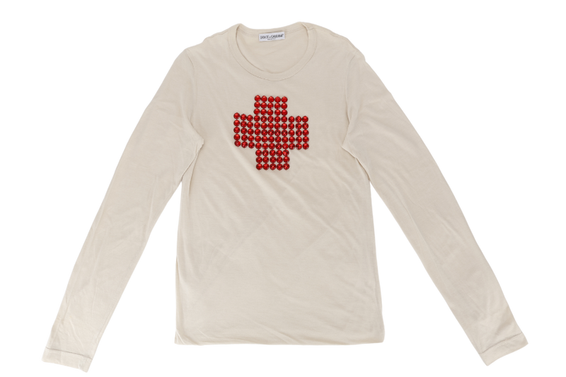 DOLCE & GABBANA CROSS RED BIDDING T-SHIRT 50