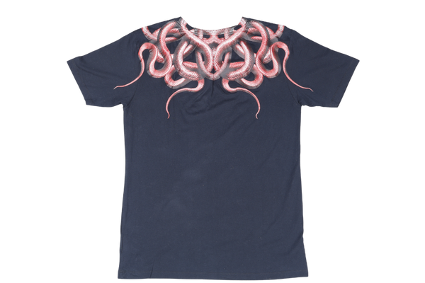 MARCELO BURLON ON RED SNAKE T-SHIRT BLACK COLOR SIZE S