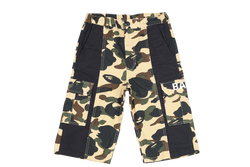 A BATHING APE 1ST CAMO CARGO KIDS SHORTS YELLOW SIZE 150