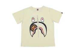 A BATHING APE KIDS MILO SHARK T SHIRT YELLOW SIZE 120