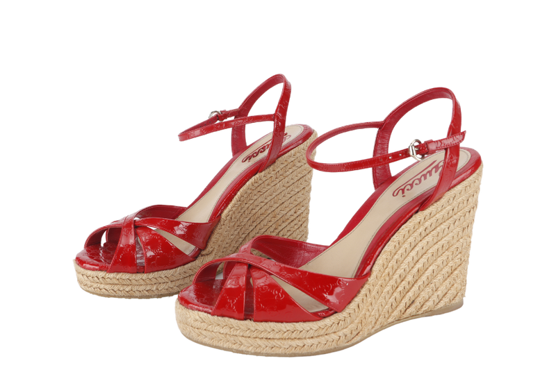 GUCCI WEDGES SANDALS RED SIZE 38