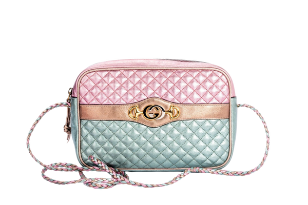 Gucci Laminate Shoulder Bag, Quilted Pink Metallic & Blue Metallic