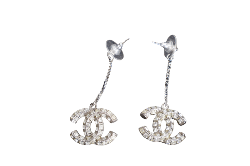 CHANEL BEJEWEL DROP CC EARRING RHINESTONE WITH BOX