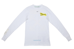 OFF WHITE T SHIRT CAUTION TAPE LONG SLEEVE SIZE XS WHITE TEMPETATURE