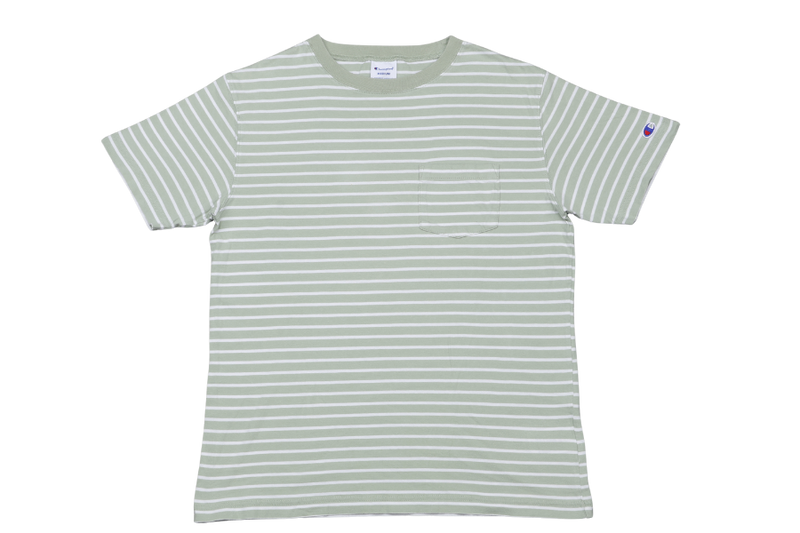 CHAMPION C3-X354 MEN'S STRIPED T-SHIRT SHORT SLEEVE SIZE M GREEN