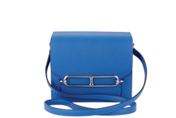 Hermes Mini Roulis, Stamp Z, Blue France Color, Evercolor Leather, Silver Hardware, with Dust Cover & Box