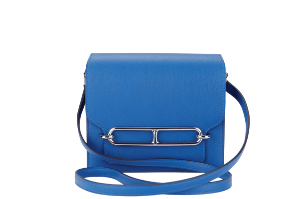 Hermes Mini Roulis, Stamp Z, Blue France Color, Evercolor Leather, Silver Hardware, with Dust Cover & Box