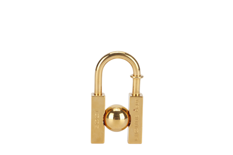 HERMES GOLD PLATED EMBELLIR LA TERRE LOCK CHARM WITH BOX